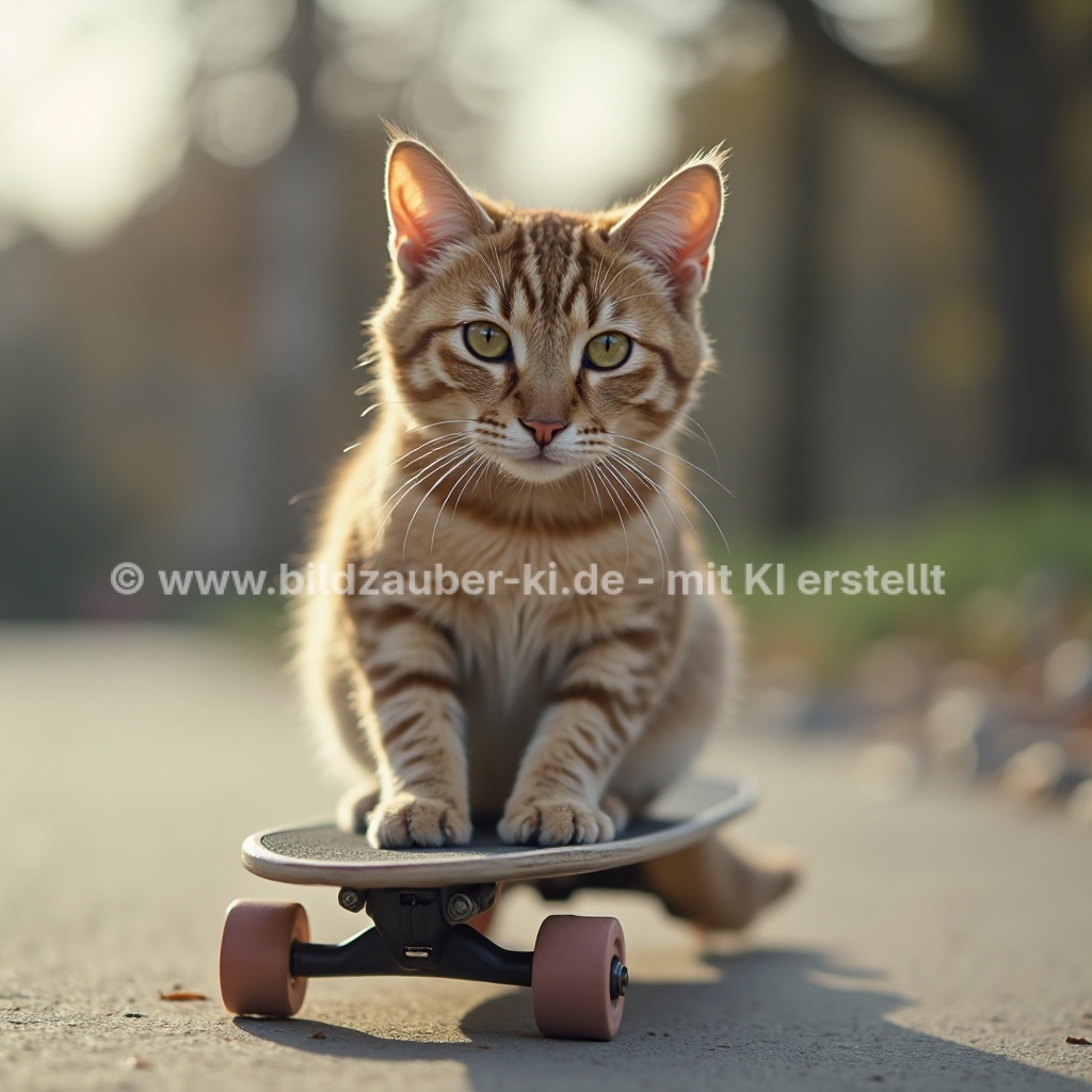 KI-Bild: Katze auf einem Skateboard